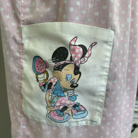 Vintage 80s Disney Minnie Mouse Junior Girls Size Dress Polka Dots Pink Midi - Picture 2 of 9